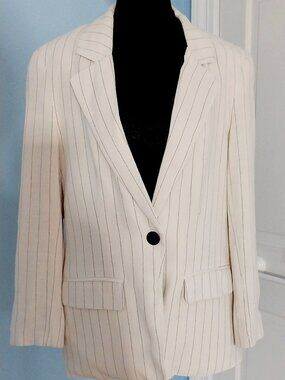 Pinstripe linen blazer